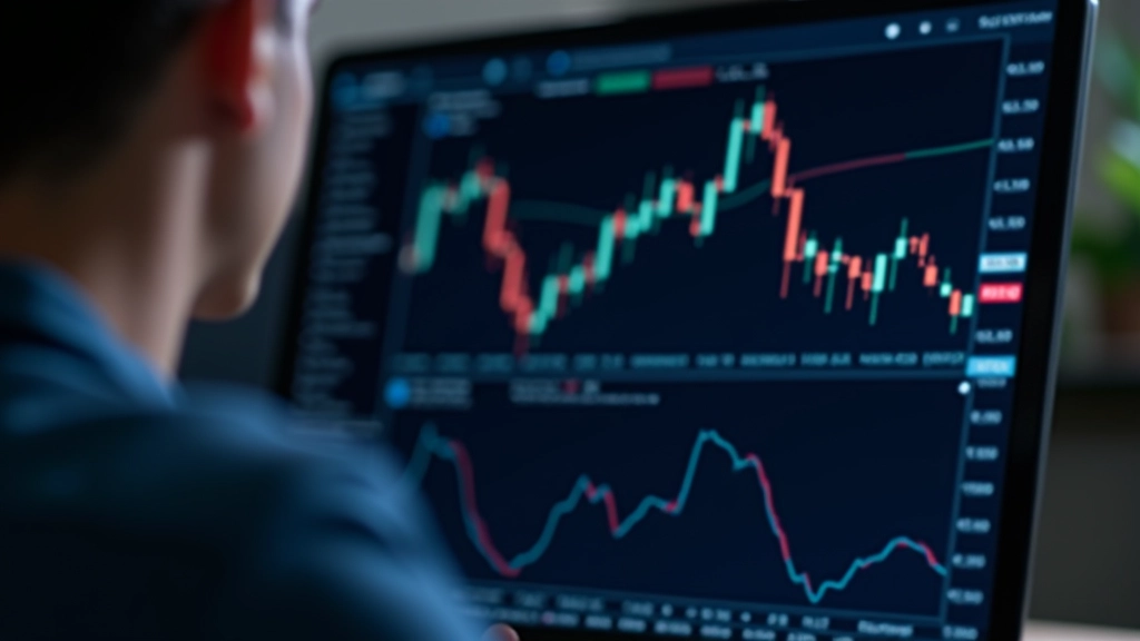 Écran montrant le MACD avec lignes de signal et histogramme, surligné sur un graphique de prix montrant la tendance générale du marché