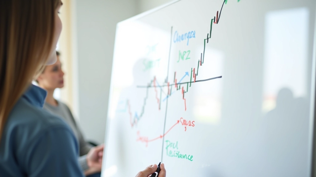 Tableau blanc avec des dessins de supports et résistances, marqueurs colorés, tableau professionnel dans un environnement de formation